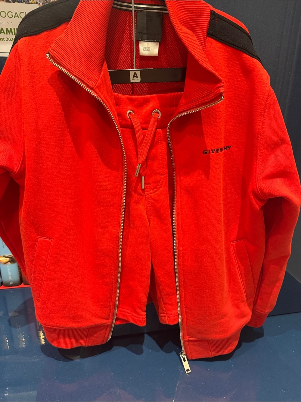 Authentic Givenchy Kids Bright Red Zip Jacket with Shorts Never Worn